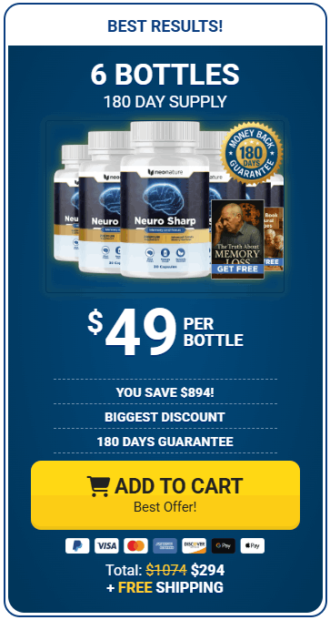 Neuro Sharp 6 bottles 180-day supply $49 per bottle best value